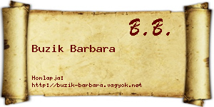 Buzik Barbara névjegykártya